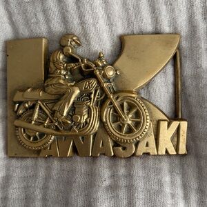 Kawasaki Brass  Belt Buckle Vintage EUC
